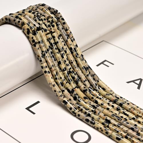 29 Pcs 4x13mm Healing Natural Dalmatian Spot Jasper Gemstone Bead Cylinder Tube Spacer Beads for Jewelry Bracelets Making Crafts - color: Dalmatian Jasper, size: 4x13mm