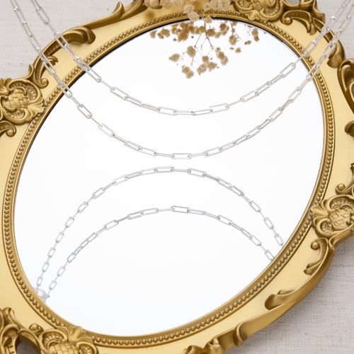 GTVOODX Chunky Paperclip Chain Roll Silver 4 Meters Stainless Steel Handmade Paper Clip Link Chains Spool Bulk for Women Jewelry Making with Lobster Clasps Jump Rings - color: Silver Thick Paperclip Chains