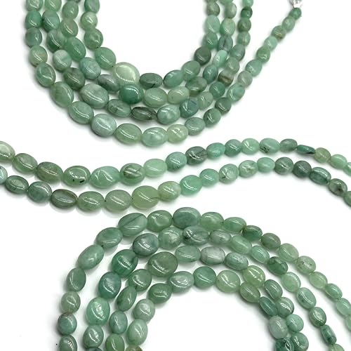 Stone2wear Natural Emerald Beads Smooth Oval 5x4mm-10x8mm | Genuine Green Gemstone 13" Strand | May Birthstone Jewelry Making Supplies DIY Necklace Bracelet