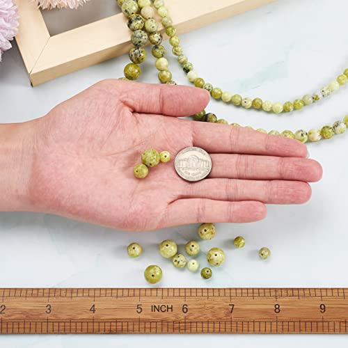 Craftdady 3 Strands Natural Gemstone Beads 6-10.5mm Undyed Yellow Turquoise Jasper Round Beads Energy Healing Power Stone Beads for DIY Bracelets Necklaces Jewelry Crafts, About 146Pcs - color: Yellow Turquoise Jasper