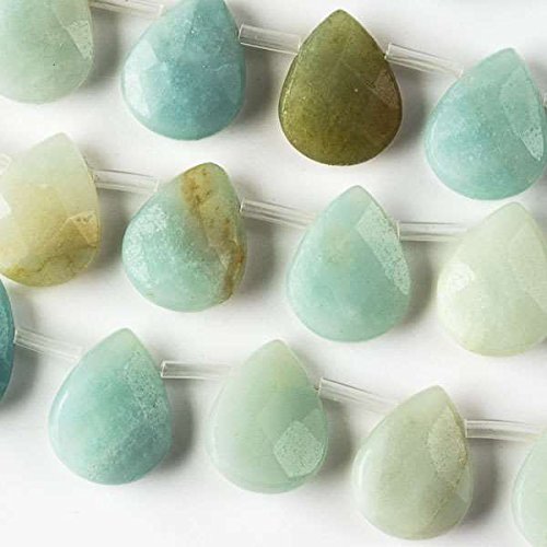 Cherry Blossom Beads Amazonite Beads 12x15mm Faceted Top-Drilled Teardrop - 12 pcs/ 8 Inch Strand - color: Amazonite