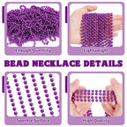 Huskein 100 PCS Purple Beads Necklaces, Mardi Gras Beads, 33" Round Beaded Bulk Parade Accessories Set, Beads For Carniaval Festive Celebrations Party - color: Purple