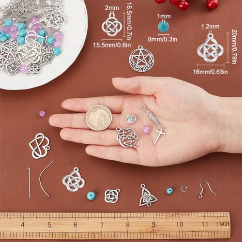 SUNNYCLUE 1 Box DIY Make 10 Pairs Knot with Beads Earring Making Kit Including Heart Infinity Knot Charms Turquoise Beads Jade Bead for Beginners DIY Earring Jewellery Making Crafts - color: Celtic Knot Earrings 5