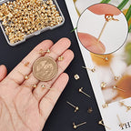 Beebeecraft 100PCS 24K Gold Plated Earring Studs with Loop Ball Post Earring Findings with 100Pcs Butterfly Ear Back for DIY Jewelry Dangle Earring Making(15x7mm, Ball: 4mm) - color: Gold, size: 4mm Ball