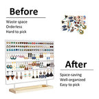 Earring Holder Organizer Stand - Earrings Display Rack 144 Holes Jewelry Holder Tower with Wooden Tray for Earrings Rings White - color: White