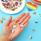 SANNIX 90Pcs Pride Heart Charms Rainbow Heart Alloy Enamel Charms Stripe Pendant for Jewelry Making Charms Earring Necklace Bracelet Making Supplies - color: 10 color