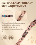 99.99% Pure Copper Bracelets for Women, Heart Wire Design Adjustable Jewelry with 3800 Gauss Ultra Magnets and Sizing Tool, Elegant Gift Box and Sizing Tool - color: Colorful Heart