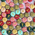 200PCS Round Letter Beads,4x7mm Color Acrylic Alphabet Beads T Beads with Letters for Bracelet Making Necklace Keychain Jewelry DIY (Letter T) - color: Letter T