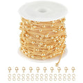 Kyutong 5 Meters Gold Plated Chain for Jewelry Making Thin Curb Link on Spool Beaded Chains Bulk for Necklace Bracelet Ankle Making Finding Jewelry Supplies - color: Bead Gold