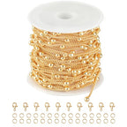 Kyutong 5 Meters Gold Plated Chain for Jewelry Making Thin Curb Link on Spool Beaded Chains Bulk for Necklace Bracelet Ankle Making Finding Jewelry Supplies - color: Bead Gold