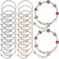 Hicarer 20 Pcs Chain Bracelet for Jewelry Making Women DIY Adjustable Snake Charm Bracelet with Heart Shape Extender Chain(Silver, Gold) - color: Silver, Gold