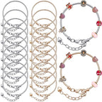 Hicarer 20 Pcs Chain Bracelet for Jewelry Making Women DIY Adjustable Snake Charm Bracelet with Heart Shape Extender Chain(Silver, Gold) - color: Silver, Gold