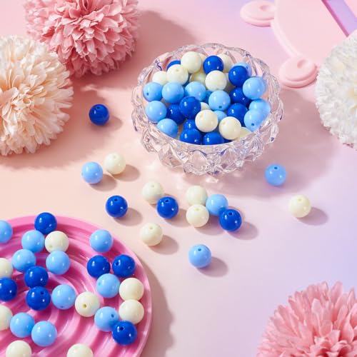 100 Pcs 11.5-12mm Bubblegum Beads Opaque Acrylic Chunky Loose Spacer Round Focal Beads for Jewelry Making Bracelet Necklace Keychain Craft Art Making,Hole:1.8mm,Light Sky Blue - color: Light Sky Blue