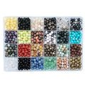 1200pcs 6mm Natural Round Stone Beads Real Gemstone Beading Loose Gemstone Hole Size 1mm DIY Smooth Beads for Bracelet Necklace Earrings Jewelry Making,Box Packed(24 Material -A,6mm) - color: 24 material -A,6mm, size: 6mm
