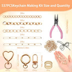 Thmxit 537PCS Charms Lip Gloss Keychain Making Kit, Bag Charm Kit Including 198 Charms, 24 Keychain Clips, 25 Extender Chains, Jewelry Plier Jewelry Making Kit for DIY Keychains Making Supplies