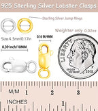 Dailyacc 925 Sterling Silver Lobster Clasp with Closed Jump Rings Gold Necklace Clasps and Closures for Jewelry Bracelet Extender,Made in Italy - color: 8pcs Gold & Silver, size: 0.39IN/10MM
