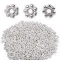 BronaGrand 500pcs Metal Daisy Spacer Beads 4mm for DIY Jewelry Making(Silver) - color: Silver