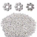 BronaGrand 500pcs Metal Daisy Spacer Beads 4mm for DIY Jewelry Making(Silver) - color: Silver