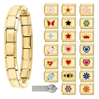 Italian Charms Bracelet Sets with 1Pcs Starter Brascelet 9Pcs Charms 9mm Italian Modular Charm Bracelet DIY Module Jewelry Gifts - color: A-Starter Bracelet Set-20Pcs Gold Red