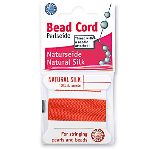 Griffin Silk Beading Cord & Needle Size 4 Coral Orange
