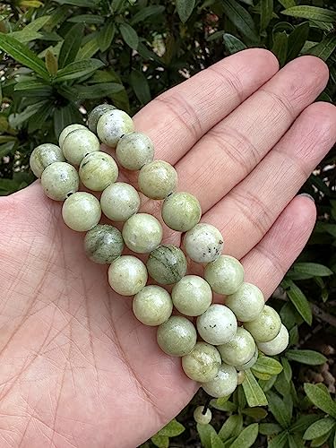 GAF TREASURES Grade A ++ Gemstone Round Bead Adjustable Bracelet 10mm, Genuine Crystal Bead Bracelet, Gift for Men & Women - color: Chinese Jade