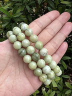 GAF TREASURES Grade A ++ Gemstone Round Bead Adjustable Bracelet 10mm, Genuine Crystal Bead Bracelet, Gift for Men & Women - color: Chinese Jade