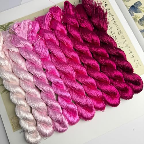 100% Nature Mulberry Handmade Embroidery Silk Thread Woven Jewelry Accessory Artificial Flowers Cross Stitch Floss DIY Sewing Kits 9 Gradient Colors 22m Each (39) - color: 39
