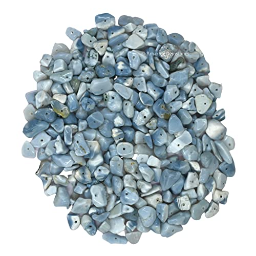 Blue Opal Pre Drilled Natural Crystals Crushed Chips Beads for Jewelry Making, DIY Handmade Healing Crystals (25 Inch Strand) - color: Blue Opal