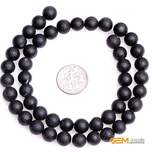GEM-Inside Black Frost Spacer Agate Gemstone Loose Beads Natural Energy Power Beads for Jewelry Making 8mm Round 15 Inches - color: Black Agate, size: 8mm