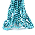 70PCS Natural 8MM Healing Gemstone, Blue Turquoise Energy Stone Round Loose Beads, Semi-Precious Crystal Beads with Free Elastic String for Jewelry Making DIY - color: Blue Turquoise, size: 8MM