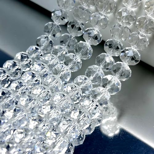 390pcs Glass Beads Transparent, 8mm Crystal Beads for Jewelry Making, Briolette Faceted Rondelle Bulk Bead for Crafts DIY, Suncatchers, Bracelets, Earring, Necklace - color: Transparent, size: 8mm