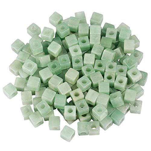 TUMBEELLUWA Stone Bead for Jewelry Making, Healing Crystal Large Hole Square Shape Loose Beads Pack of 15,Green Aventurine - color: green