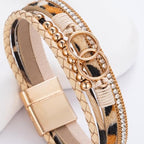 FANCY SHINY Mothers Day Gifts Boho Leather Wrap Bracelet Stackable Infinity Chunky Cuff Bracelets Western Hippie Outfits Jewelry Valentine Gifts for Women - color: Leopard