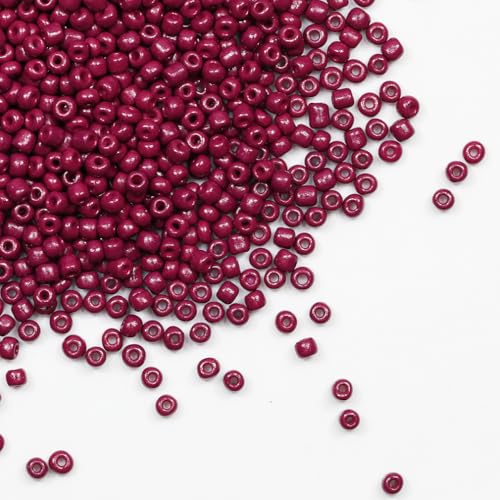 Fuchsia Beads Size 6/0 Crafts Glass Seed Beads 4mm for Jewelry Making (Total About 100g About 1200pcs) - color: Fuchsia