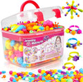 FUNZBO 520+ Snap Pop Beads - Jewelry Making Kit, Arts and Crafts for Kids Ages 4-8, Toys for 3 4 5 6 Years Old Girls Birthday Gifts Ideas, Bracelet Necklace Ring Set for Little Girls - size: Medium