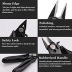 BOENFU 3.5 Inches Mini Cutter with Lock, Flush Cutters, Small Wire Snips, Micro Wire Cutter with Spring, Black - color: 3.5 Inches - Black Handle
