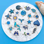 Youdiyla 60pcs Alloy Enamel Deep Blue Series Flower Butterfly Leaf Star Set Pendant Jewelry Making DIY Keychain Earrings Pendant Various Design Charms for Jewelry Making Bracelets Necklace (SN995) - color: SN995