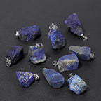 10pcs Irregular Raw Natural Lapis Lazuli Rock Stone Pendant Healing Crystal Chakra Gemstone Charm for Jewelry Making DIY Necklace Earrings Accessories Reiki - color: Lapis Lazuli