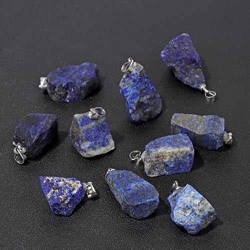 10pcs Irregular Raw Natural Lapis Lazuli Rock Stone Pendant Healing Crystal Chakra Gemstone Charm for Jewelry Making DIY Necklace Earrings Accessories Reiki - color: Lapis Lazuli