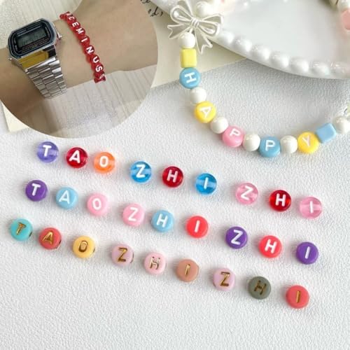 1000pcs Round Letter Beads 4x7mm Acrylic Alphabet Beads Spacer Beads for Jewelry Making Bracelets Necklace Earring Key Chains DIY Craft(F-White Letter Yellow Bead) - color: F-White Letter Yellow Bead