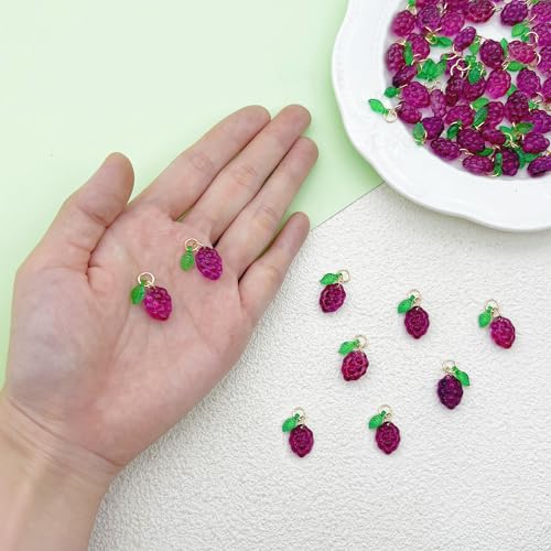 50pcs Glass Pendant Charms - Multicolor Theme Drops for Necklace Craft, Jewelry Making Supplies (Various Styles) - style: Grape