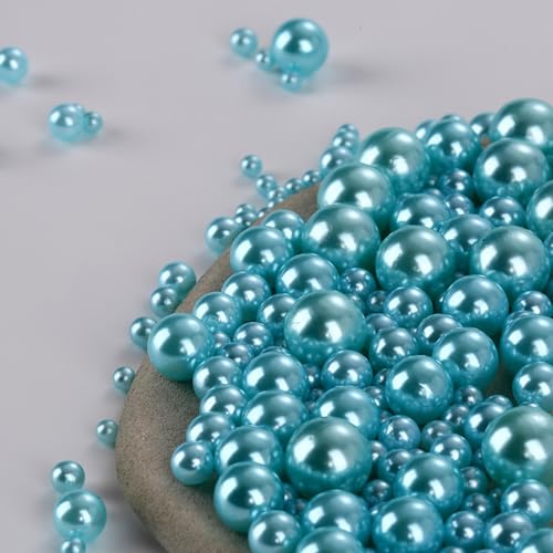 1000pcs Assorted Pearls - No Hole, 3-10mm, Blue Loose Pearls for Vase Fillers & Home Decor - color: Lake/Blue