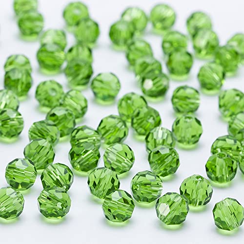 200PCS 8mm Rondelle Crystal Beads for Jewelry Making, Green Faceted Round Glass Beads for Bracelet Making, Spacer Bead for Jewelry, Glass Crystal Stones for DIY Crafts Projects - color: Green, size: 8mm/200pcs