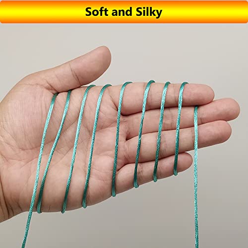2 mm 330 Feet Satin Nylon Cord String for Jewelry Making Bracelet Necklaces Beading Thread Rattail Macrame Kumihimo Chinese Knot Craft - size: Teal