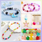 DUQGUHO 8mm Red Yellow and Green Beads for Bracelets Glass Beads for Jewelry Making 24 Colors Round Beads Bulk 520PCS - color: 11-Red Yellow Green