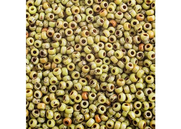 Miyuki Seed Bead 11/0 APX. 22 - g OP. Chartreuse Picasso Japanese Glass Seed Beads - color: Chartreuse Picasso
