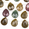 Cherry Blossom Beads Ocean Jasper Beads 12x15mm Faceted Top-Drilled Teardrop - 12 pcs/ 8 Inch Strand - color: Ocean Jasper