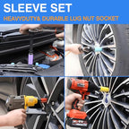 4PCS 1/2" Drive Wheel Protector Impact Socket, Non-Marring Lug Nut Deep Socket Set, CR-MO, 6 Point, Color-Coded Protective Socket | Metric 17 19 21 22 mm - size: 1/2" Protective Cover Sockets 4pcs