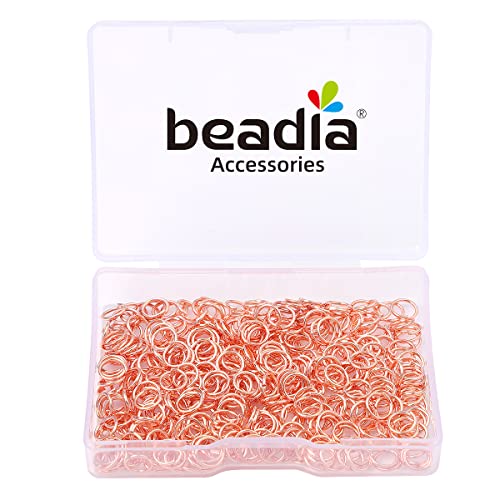 BEADIA Rose Gold Plated Jump Rings Non Tarnish 6mm 400pcs for Jewelry Making Findings - color: Rose Gold, size: 0.7x6mm