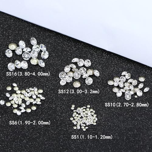 DONGZHOU Faceted Pointback Rhinestone,720Pcs Round Glass Stone Crystal Gems Diamonds Beads for Nail Art Decorations Jewelry Making DIY Craft Ring Embellishment,SS16(3.80-4.00MM) - size: SS16(3.80-4.00MM)